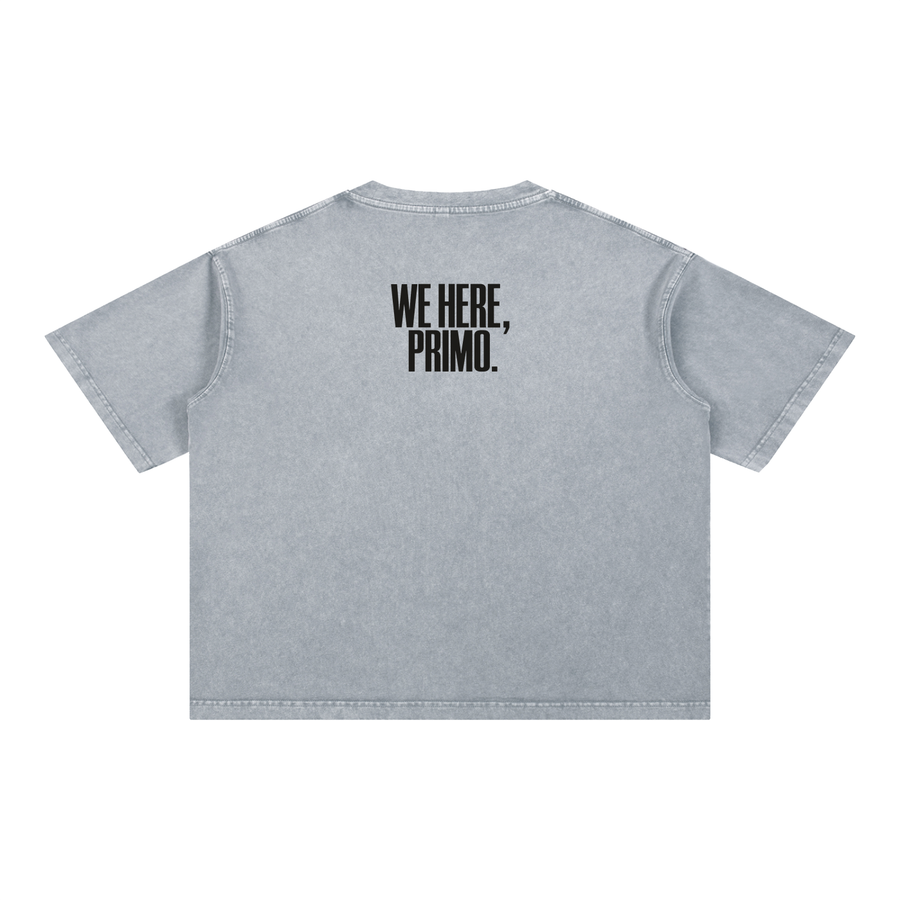 The “We Here” Tee — Heavyweight Washed Cotton — back view